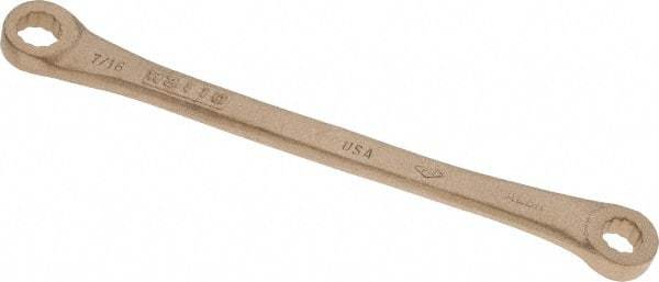 Ampco - 3/8" x 7/16" 12 Point Offset Box Wrench - Double End, 7-3/4" OAL, Aluminum Bronze - Exact Industrial Supply