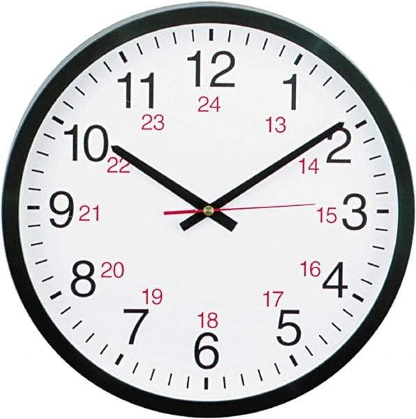 UNIVERSAL - 11-1/2 Inch Diameter, White Face, Dial Wall Clock - Analog Display, Black Case, Runs on AA Battery - Exact Industrial Supply