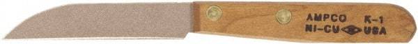 Ampco - 3-1/8" Long Blade, Nickel-Tin-Copper Alloy, Fine Edge, Fixed Blade Knife - 6.75" OAL, Wood Handle - Exact Industrial Supply
