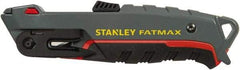 Stanley - Retractable Utility Knife - 1/2" Bi-Metal Blade, Gray Bi-Material Handle, 6 Blades Included - Exact Industrial Supply