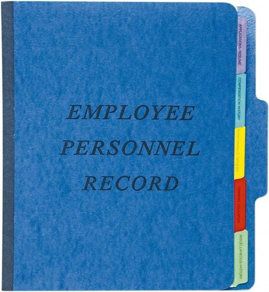 Pendaflex - 8-1/2 x 11", Letter Size, Blue, Personnel File Folder - 11 Point Stock, 1/3 Tab Cut Location - Exact Industrial Supply