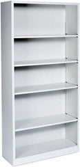 Hon - 5 Shelf, 71" High x 34" Wide Bookcase - 12" Deep, Steel, Light Gray - Exact Industrial Supply