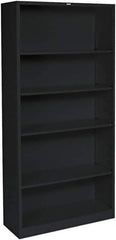 Hon - 6 Shelf, 72" High x 36" Wide Bookcase - 14.19" Deep, Wood Veneer, Medium Oak - Exact Industrial Supply