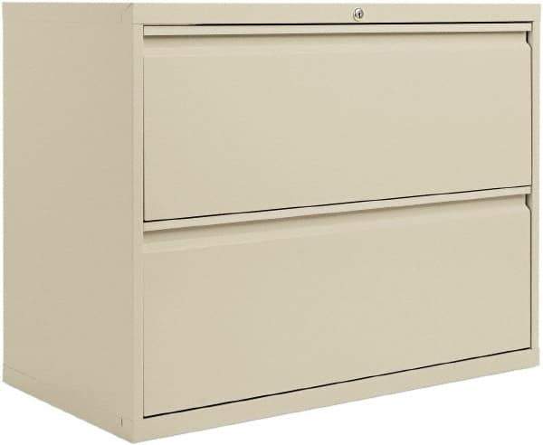 ALERA - 36" Wide x 29" High x 19-1/4" Deep, 2 Drawer Lateral File with Lock - Steel, Putty - Exact Industrial Supply
