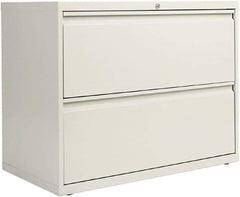 ALERA - 36" Wide x 29" High x 19-1/4" Deep, 2 Drawer Lateral File with Lock - Steel, Light Gray - Exact Industrial Supply