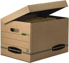 BANKERS BOX - 1 Compartment, 12 Inch Wide x 15 Inch Deep x 10 Inch High, File Storage Box - Paper, Kraft and Green - Exact Industrial Supply