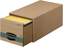 BANKERS BOX - 1 Compartment, 15 Inch Wide x 23 Inch Deep x 10 Inch High, File Storage Box - 1 Ply Side, 2 Ply Bottom, 2 Ply End, Kraft and Green - Exact Industrial Supply