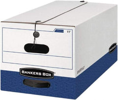 BANKERS BOX - 1 Compartment, 15 Inch Wide x 24 Inch Deep x 10 Inch High, File Storage Box - 1 Ply Side, 2 Ply Bottom, 2 Ply End, White and Blue - Exact Industrial Supply