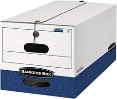 BANKERS BOX - 1 Compartment, 12 Inch Wide x 24 Inch Deep x 10 Inch High, File Storage Box - 1 Ply Side, 2 Ply Bottom, 2 Ply End, White and Blue - Exact Industrial Supply