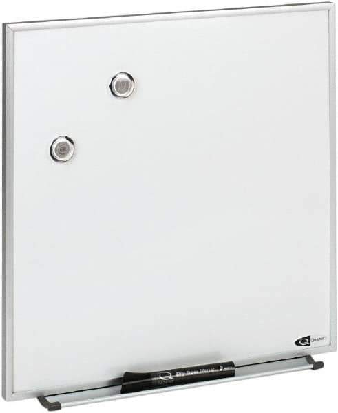 Quartet - 16" High x 16" Wide Enameled Steel Magnetic Marker Board - Aluminum Frame, 1-1/4" Deep, Includes Accessory Tray/Rail, One Dry-Erase Marker & Magnets & Mounting Kit - Exact Industrial Supply