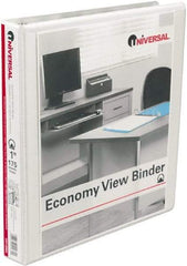 UNIVERSAL - 1" Sheet Capacity, 11 x 8-1/2", View Ring Binder - Vinyl, White - Exact Industrial Supply