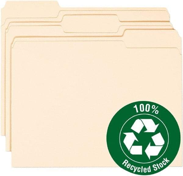 Samsill - 8-1/2 x 11", Letter Size, Manila, File Folders with Top Tab - 11 Point Stock, 1/3 Tab Cut Location - Exact Industrial Supply