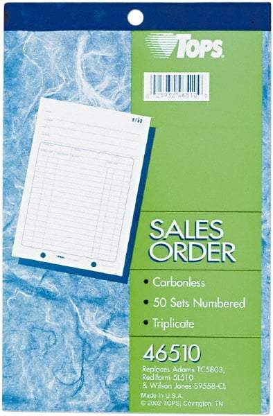 TOPS - 50 Sheet, 5-9/16 x 7-15/16", Sales Order Book - White - Exact Industrial Supply