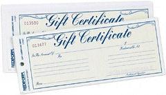 REDIFORM - 25 Sheet, 8-1/2 x 3-2/3", Gift Certificates - White - Exact Industrial Supply