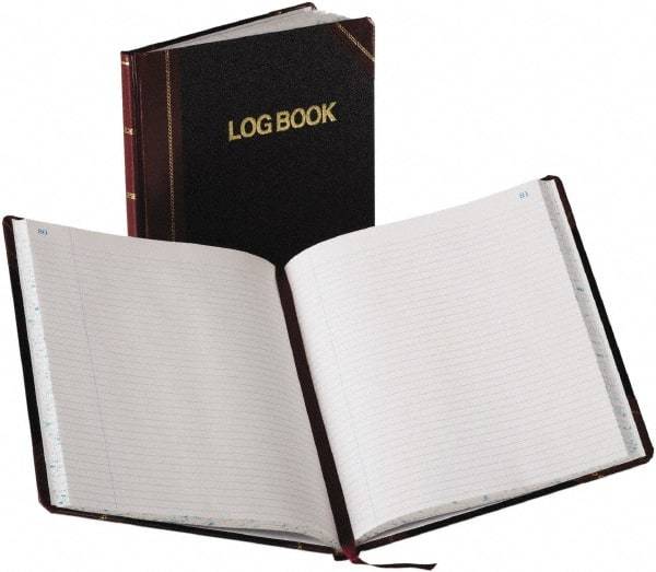 Boorum & Pease - 150 Sheet, 10-3/8 x 8-1/8", Record Rule Log Book - Black & Red - Exact Industrial Supply