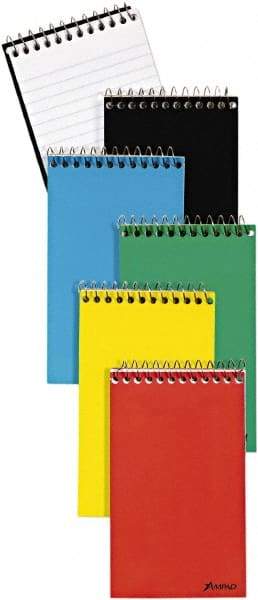 AMPAD - 60 Sheet, 3 x 5", Narrow Memo Book (Top Bound) - Red & Blue & Black on White - Exact Industrial Supply