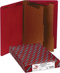 Samsill - 8-1/2 x 14", Legal, Bright Red, Classification Folders with End Tab Fastener - 11 Point Stock, Straight Tab Cut Location - Exact Industrial Supply