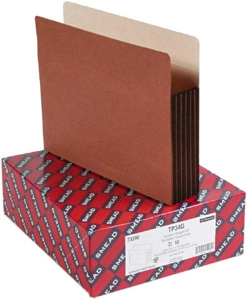 Samsill - 8-1/2 x 11", Letter Size, Manila/Redrope, Expandable File Folders with Drop Front & Top Tab Pocket - 11 Point Stock, Straight Tab Cut Location - Exact Industrial Supply