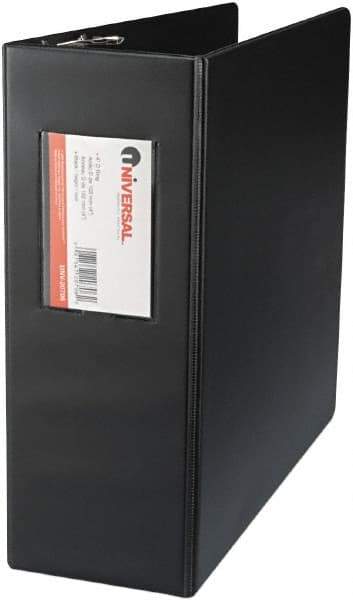 UNIVERSAL - 4" Sheet Capacity, 11 x 8-1/2", Non-View Ring Binder - Suede Finish Vinyl, Black - Exact Industrial Supply
