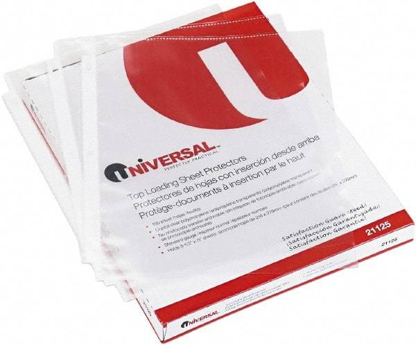 UNIVERSAL - 100 Piece Clear Sheet Protectors-Ring Binder - 11" High x 8-1/2" Wide - Exact Industrial Supply