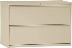 ALERA - 42" Wide x 29" High x 19-1/4" Deep, 2 Drawer Lateral File with Lock - Steel, Putty - Exact Industrial Supply