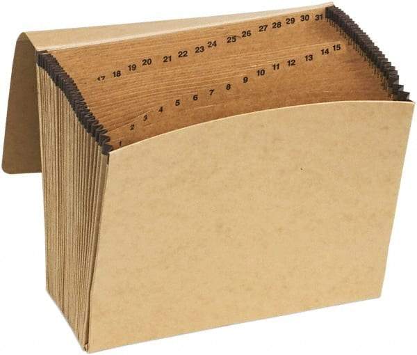 Pendaflex - 8-1/2 x 11", Letter Size, Brown, Expandable File Folders with Elastic Cord Closure - 11 Point Stock - Exact Industrial Supply
