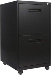 ALERA - 16" Wide x 28-1/2" High x 19.2" Deep, 2 Drawer Mobile Pedestal - Steel, Black - Exact Industrial Supply