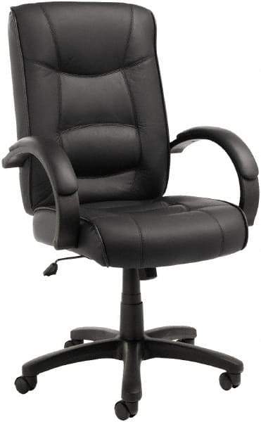 ALERA - 28-1/8" High Office/Managerial/Executive Chair - 21" Wide x 21" Deep, Top-Grain Leather Seat, Black - Exact Industrial Supply