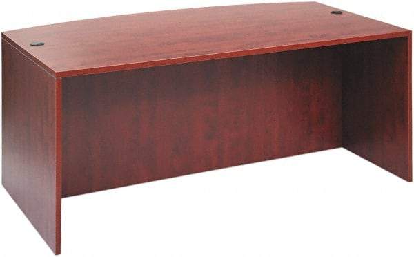 ALERA - Woodgrain Laminate Bow Front Desk - 71" Wide x 35" Deep x 41" High, Medium Cherry - Exact Industrial Supply