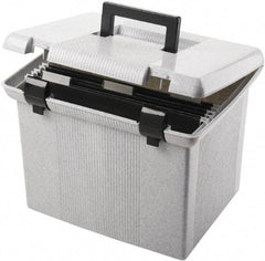 Pendaflex - 1 Compartment, 13 Inch Wide x 14 Inch Deep x 10 Inch High, Portable File Box - Plastic, Granite - Exact Industrial Supply