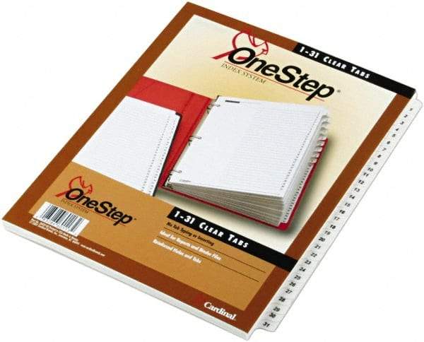 Cardinal - 11 x 8 1/2" 1 to 31" Label, 3-Hole Punched, Preprinted Divider - White - Exact Industrial Supply