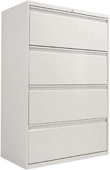 ALERA - 36" Wide x 54" High x 19-1/4" Deep, 4 Drawer Lateral File with Lock - Steel, Light Gray - Exact Industrial Supply