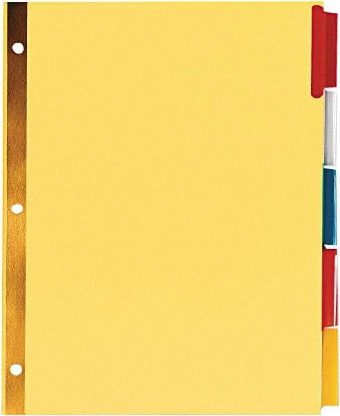 UNIVERSAL - 11 x 8 1/2" Double Side Gold Mylar Reinforced, Customizable Divider - Multicolor Tabs, Buff Folder - Exact Industrial Supply