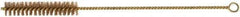 Ampco - 13/16" Diam Helical Phosphorus Bronze Alloy Tube Brush - Single Spiral, 0.008" Filament Diam, 4" Brush Length, 12-1/2" OAL - Exact Industrial Supply