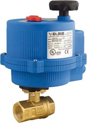 BONOMI - 1-1/4" Pipe, 100-240 VACV Voltage 600 psi WOG Rating Lead Free Brass Electric Actuated Ball Valve - PTFE Seal, Full Port, 150 psi WSP Rating, NPT End Connection - Exact Industrial Supply