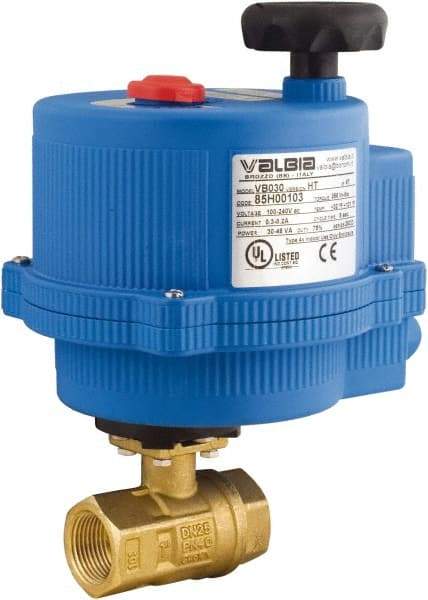 BONOMI - 3/8" Pipe, 24 VAC, DCV Voltage 600 psi WOG Rating Brass Electric Actuated Ball Valve - PTFE Seal, Full Port, 150 psi WSP Rating, NPT End Connection - Exact Industrial Supply