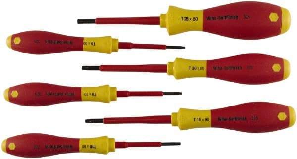 Wiha - 6 Piece T8 to T25 Ergonomic Handle Torx Driver Set - T-8, T-9, T-10, T-15, T-20, T-25 - Exact Industrial Supply