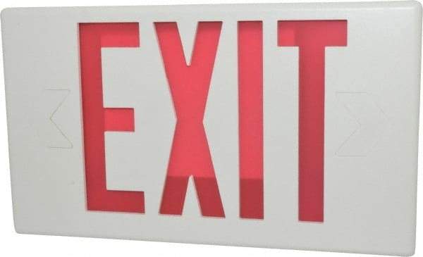 Cooper Lighting - 1 and 2 Face, 0.98, 1.03 Watt, White, Polycarbonate, LED, Illuminated Exit Sign - 120/277 VAC, Nickel Cadmium, Surface Mounted, 13 Inch Long x 2-1/8 Inch Wide x 7-1/2 Inch High - Exact Industrial Supply