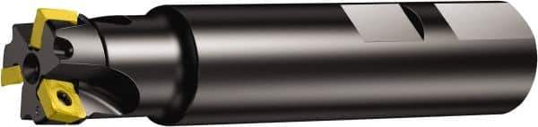 Sandvik Coromant - 1" Cut Diam, 5.5mm Max Depth of Cut, 1" Shank Diam, 3-3/4" OAL, Indexable Square Shoulder End Mill - 490R-08T308M-PL Inserts, Weldon Shank, 90° Lead Angle, Through Coolant, Series CoroMill 490 - Exact Industrial Supply