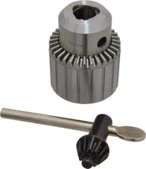Accupro - JT3, 13/64 to 3/4" Capacity, Tapered Mount Drill Chuck - Keyed, 65mm Sleeve Diam, 85mm Open Length - Exact Industrial Supply
