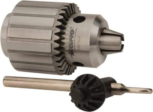 Accupro - JT3, 13/64 to 3/4" Capacity, Tapered Mount Drill Chuck - Keyed, 65mm Sleeve Diam, 89mm Open Length - Exact Industrial Supply