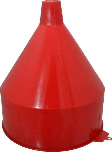 PRO-LUBE - 6 Qt Capacity Polyethylene Funnel - 9" Mouth OD, 1-1/2" Tip OD, Straight Spout, Red - Exact Industrial Supply