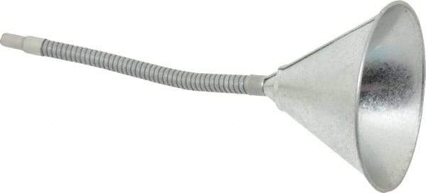 Value Collection - 1 Qt Capacity Steel Funnel - 6" Mouth OD, 9/16" Tip OD, 12" Flexible Spout - Exact Industrial Supply