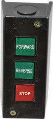 Value Collection - 3 Operator, Pushbutton Control Station - Forward-Reverse-Stop (Legend), Momentary Switch, NO/NC Contact, NEMA 1 - Exact Industrial Supply