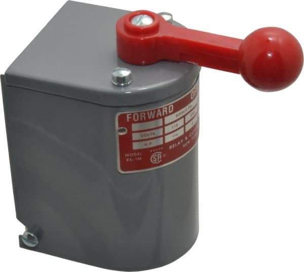 Made in USA - 230 VAC/VDC, 550 VAC Input Volt, Momentary (MO), Enclosed Drum Switch - 4 Inch Wide x 2-1/2 Inch Deep x 4-1/2 Inch High, CSA Certified, UL Listed - Exact Industrial Supply