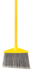 Angle Broom with 10.5" Sweep Area -1" Dia (2.5 cm) Vinyl Coated Metal Handle - Exact Industrial Supply