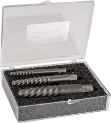 Cleveland - 3 Piece Spiral Flute Screw Extractor Set - Screw Range 25/32 to 1-7/8" - Exact Industrial Supply