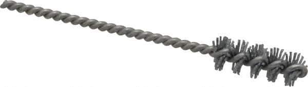 Made in USA - 3/8" Diam Helical Nylon Tube Brush - 0.022" Filament Diam, 1" Brush Length, 3-1/2" OAL, 0.11" Diam Stainless Steel Shank - Exact Industrial Supply