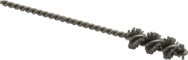 Made in USA - 3/4" Diam Helical Nylon Tube Brush - 0.022" Filament Diam, 1" Brush Length, 3-1/2" OAL, 0.162" Diam Stainless Steel Shank - Exact Industrial Supply