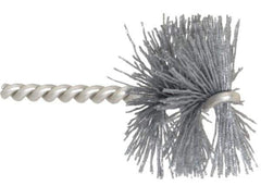 Made in USA - 2" Diam Helical Nylon Tube Brush - 0.022" Filament Diam, 1" Brush Length, 3-1/2" OAL, 1/4" Diam Stainless Steel Shank - Exact Industrial Supply